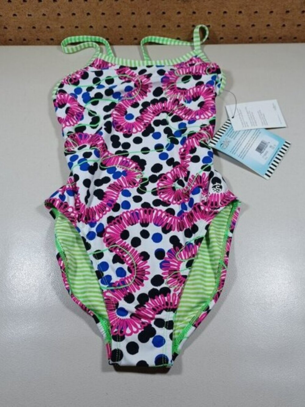 Dolfin Uglies girls colorful polka dots one piece swim suit UPF 50+ 30 NWT
